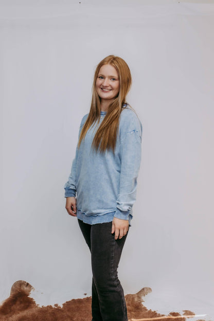 MK159 Acid Washed Sweatshirt - Blue