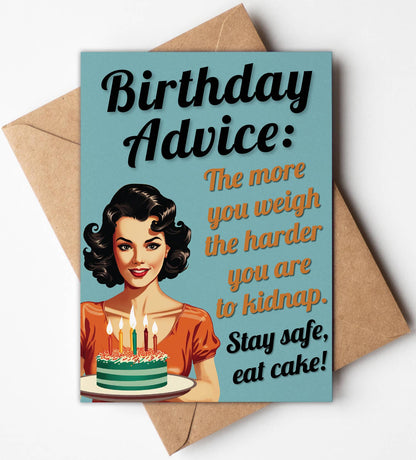 Funny Birthday Greeting Cards for Her, Friend (Blank Inside)
