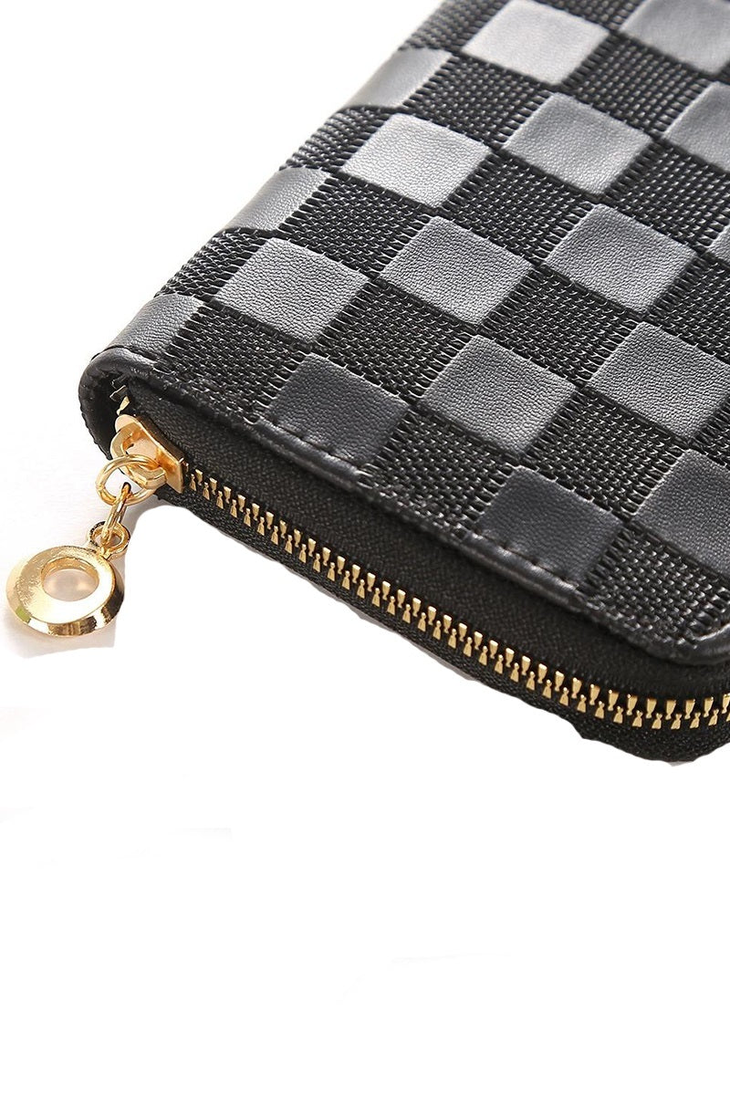 Checkered Monogram Vegan Leather Long Wallet