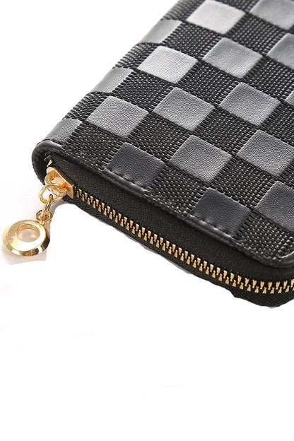 Checkered Monogram Vegan Leather Long Wallet