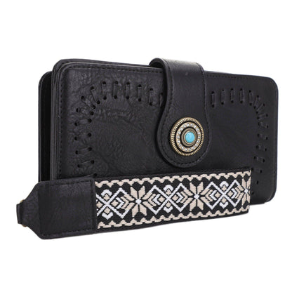 ES60166 Dolly Western Wallet With Boho Wristlet Strap: Teal