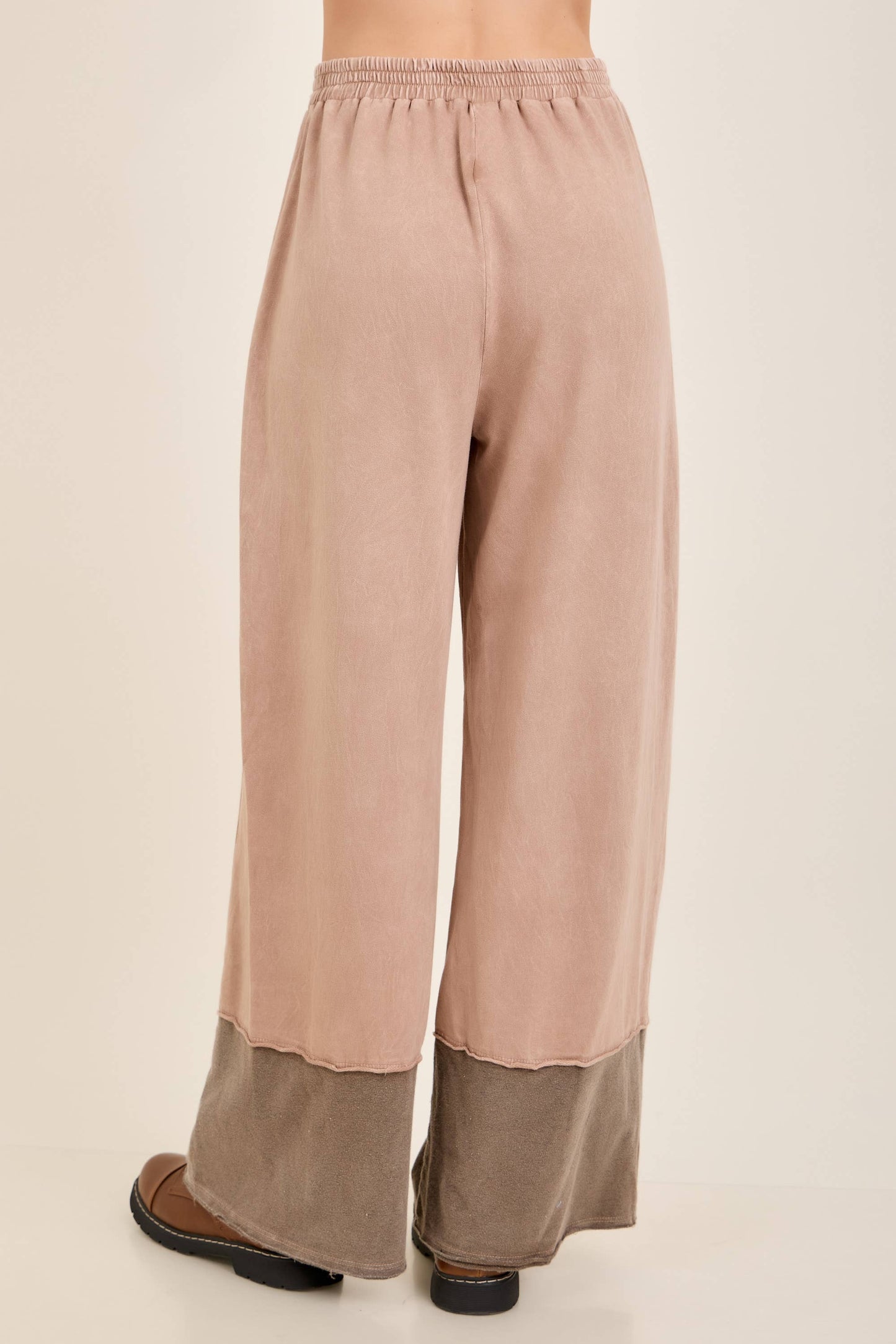 Mineral Washed Contrast Block Terry Pants HP7541