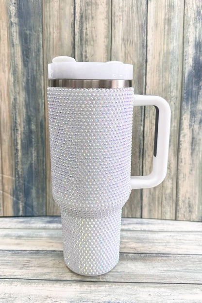 Blue Rhinestone Stainless Steel Tumbler Cup  40oz: