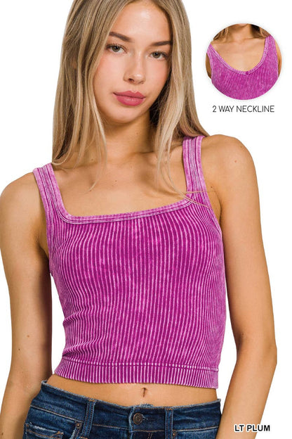 S/M N CORAL FUCHSIA Premium Washed Seamless 2-way Tank: S/M /-160251