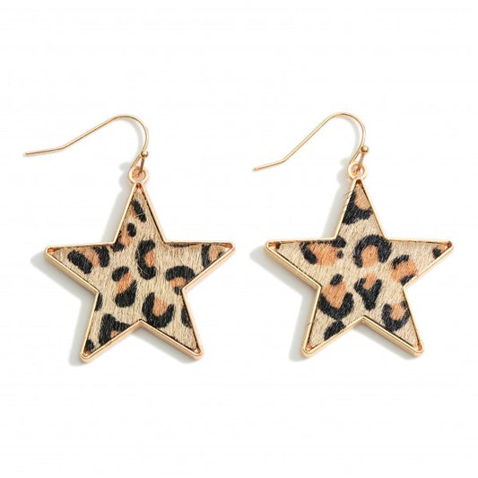 245889 Animal Print Star Earrings