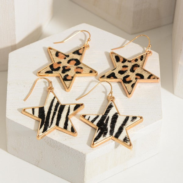 245889 Animal Print Star Earrings