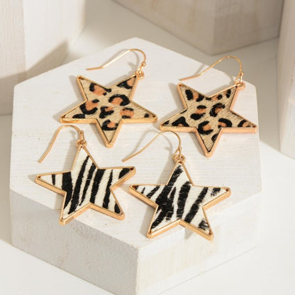 245889 Animal Print Star Earrings