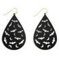 Halloween Metal Teardrop Earrings Featuring Bat & Crescent Moon Details