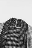 Grey Plaid Contrast Trim Open Front Cardigan: Medium Grey / S / 65%Acrylic+35%Polyester