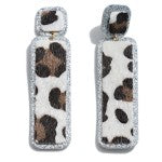 Long Glitter Leopard Print Drop Earrings