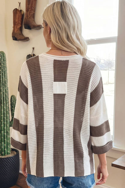 66 Fall 2026 Casual Stripe Bracelet Sleeve Top