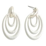 Silver Textured Circular Drop Earrings