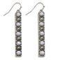 Western Silver Tone Stone Studded Bar Drop Earrings