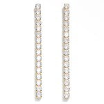 Gold Single Strand Cubic Zirconia Tassel Stud Earrings