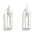 Silver Simple Metal Rectangle Post Drop Earrings