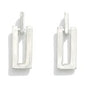 Silver Simple Metal Rectangle Post Drop Earrings