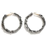 Hematite Sequin Hoop Earrings