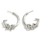 Silver Metal Hoop Earrings Featuring Rhinestone Cuff Charms