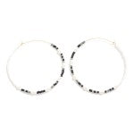 Grey Dainty Hoop Earring With Beaded & Pearl Detail