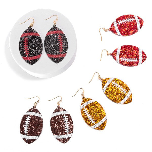 259895 Glitter Football Drop Earrings