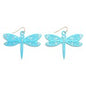 Teal Metal Dragonfly Drop Earring With Rhinestone Accents