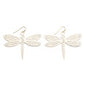 White Metal Dragonfly Drop Earring With Rhinestone Accents