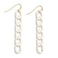 White Coated Chain Link Drop Earring With Metallic Accents