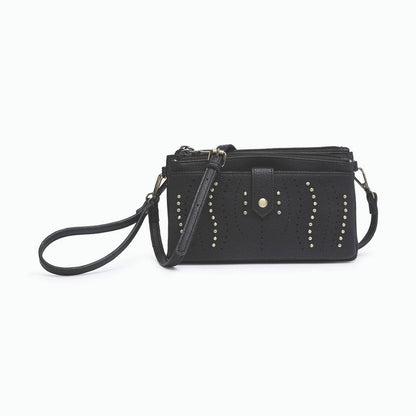 WL2229 Ayra Studded Front Wallet/Clutch/Crossbody: Dusty Blue