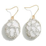 Howlite Rhinestone and Natural Stone Inlayed Mosaic Drop Earrings