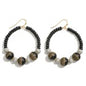 Black Wood Beaded Drop Earring With Fishnet Accent Bead