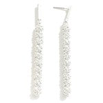 Textured Metal Cylinder Drop Earrings