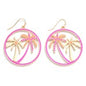 Fuschia Enamel Palm Tree Drop Earrings