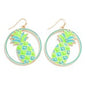 Turquoise Enamel Pineapple Drop Earrings