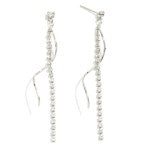 Dainty Metal Twist And Rhinestone Drop Earrings