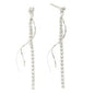 Dainty Metal Twist And Rhinestone Drop Earrings