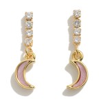 Waterfall Rhinestone Drop Earring With Moon Pendant