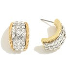 Rhinestone Studded Huggie Hoop Earrings