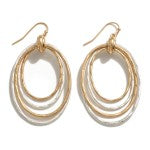 Worn Metal Drop Earring With Tapered Circular Drops