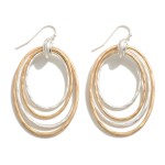 Worn Metal Drop Earring With Tapered Circular Drops