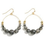 Dainty Circular Drop Earrings With Tapered Natural Stone Beads