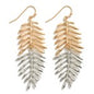 Gold/Rhodium Metal Layered Leaf Drop Earrings