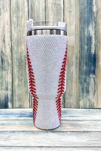 Baseball Rhinestone Stainless Steel Tumbler Cup 40oz