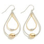 Silver/Gold Textured Nesting Teardrop Earring With Bead Accent