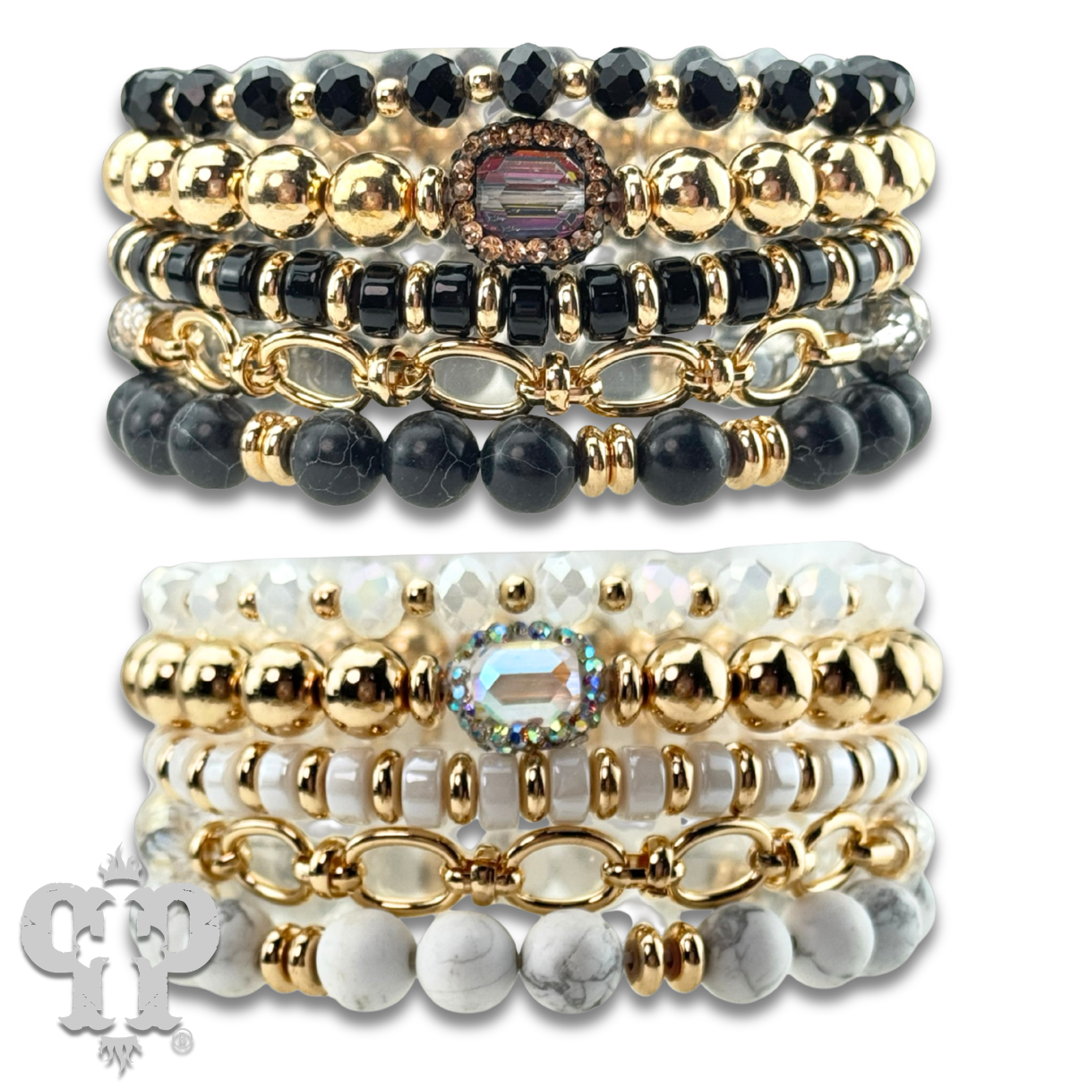 Mixed bead bracelet with chain feature