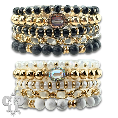 Mixed bead bracelet with chain feature