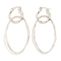 279648 Metal Tone Linked Twisted Hoop Oval Drop Earrings