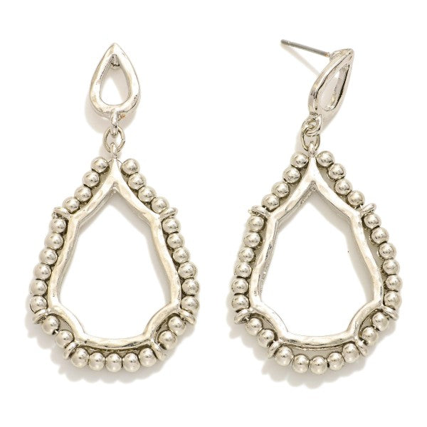 279956 Linked Teardrop Drop Earrings Featuring Beaded Detail