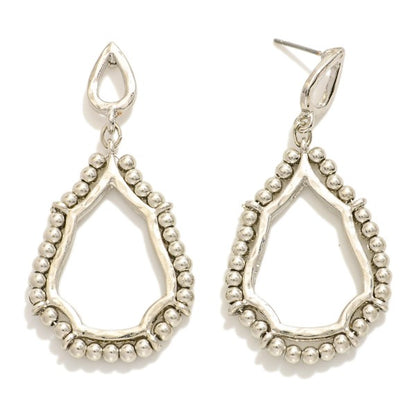 279956 Linked Teardrop Drop Earrings Featuring Beaded Detail
