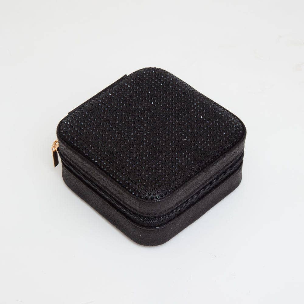 TG10699 Rhinestone Zip Around Square Jewelry Box