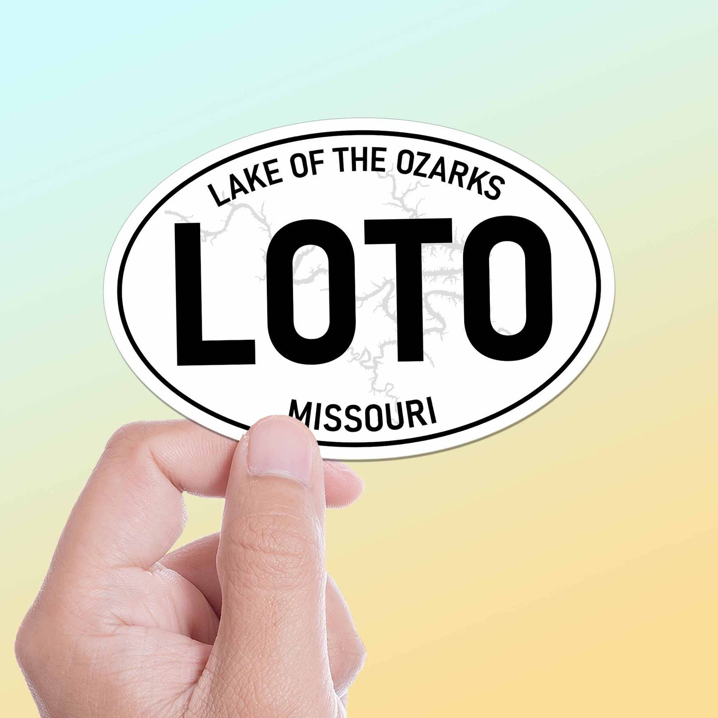 Lake of the Ozarks Missouri White Oval Bumper Sticker